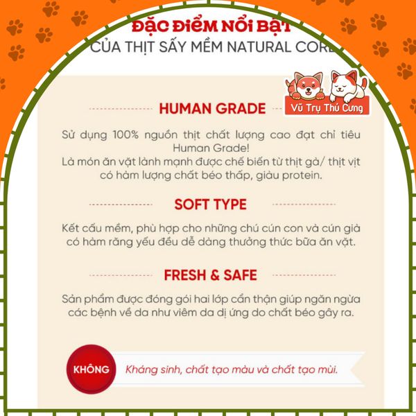 Snack Cho Chó Thịt Sấy Mềm Natural Core Hàn Quốc 180g