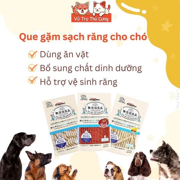 Snack cho Chó dạng que gặm DoggyMan 120g, Hương Sữa, Phô mai, Bò