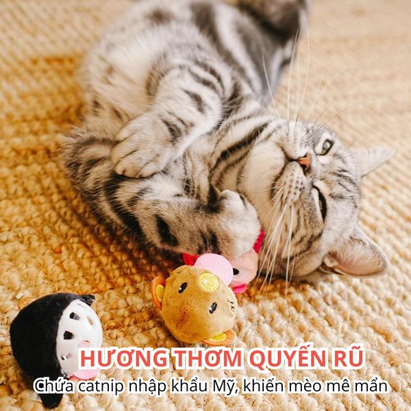 Đồ chơi banh tròn hình thú chứa chuông & catnip FOFOS2