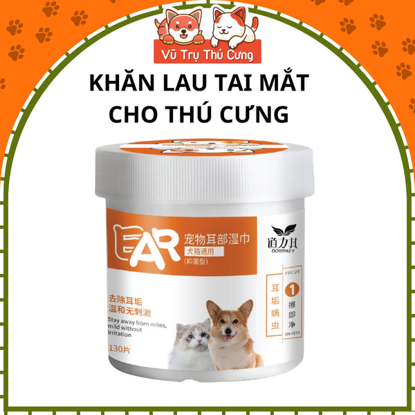 Khăn ướt kháng khuẩn lau mắt, lau tai cho Chó mèo, Khăn vệ sinh mắt cho thú cưng