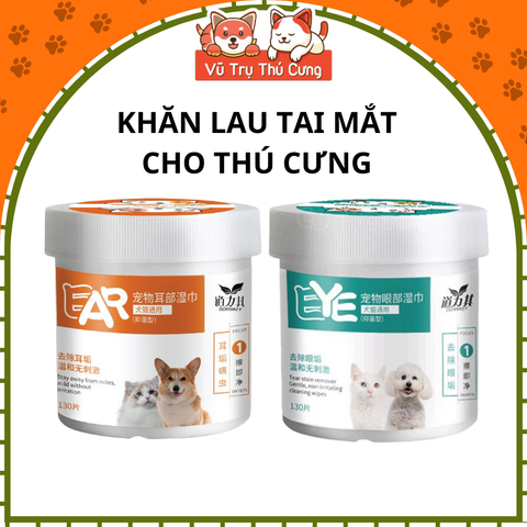 Khăn ướt lau mắt, lau tai cho Thú cưng hộp 130 miếng