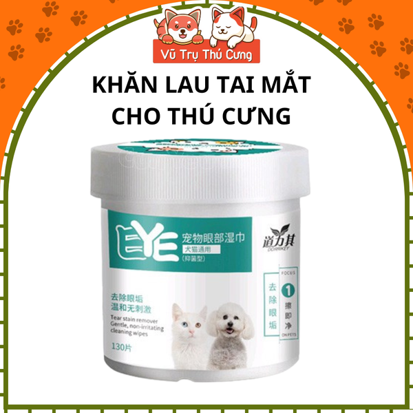 Khăn ướt kháng khuẩn lau mắt, lau tai cho Chó mèo, Khăn vệ sinh mắt cho thú cưng
