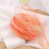 (4cm x Dài 4m) Cuộn Ruy Băng Voan Viền Sóng và Ánh Galaxy, Màu Sắc Trẻ Trung Thắt Nơ,Bó Hoa,Trang Trí Hộp Quà 