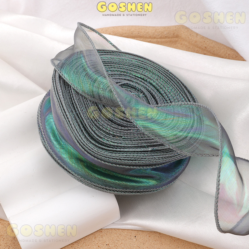  (Ngang 4cm) Cuộn Ruy Băng Voan Đuôi Cá Ánh Galaxy - Loại Đẹp - Không Tưa Lông. 