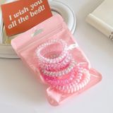  Set 6 Dây Cột Tóc Nhựa Lò Xo Màu Thạch Ngọt Ngào, Dễ Thương 