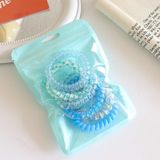  Set 6 Dây Cột Tóc Nhựa Lò Xo Màu Thạch Ngọt Ngào, Dễ Thương 