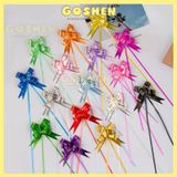  Nơ Rút Tú Cầu Voan Sọc Viền Vàng, 2 Size To - Nhỏ, Trang Trí Hộp Quà - Tiệc - Xe Hoa 