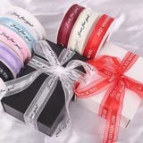  (Ngang 1cm) Cuộn Ruy Băng Lụa 1cm In Chữ Just For You, Duy Băng 1cm Chữ 