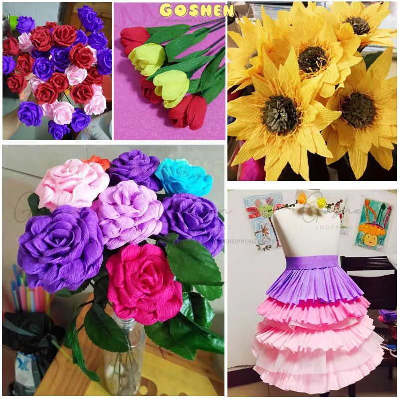  Cuộn Giấy Nhún Làm Hoa (50cm*2m5) , Giấy Nhăn, Cuộn Dài, DIY, Handmade 