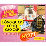  Đồ Chơi Lồng Quay Lô Tô Cao Cấp BINGO LOTTO 90 Số (48 Phiếu Tờ Dò) 