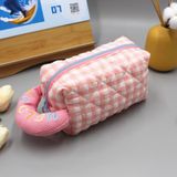  Túi Đựng Mỹ Phẩm Hộp Bút Họa Tiết Caro Mini Xinh Xắn 