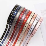  [1cm x Dài 40mét] Cuộn Ruy Băng Lụa Cối Hoạ Tiết Trái Tim Ánh Vàng Loại Dày Đẹp Giá Rẻ 