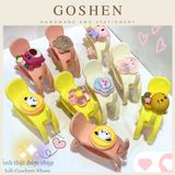  (Nhựa Xịn) Kẹp Tóc Càng Cua 3 Răng 6 Răng Honey, Mica Gấu Dâu, Có Charm 3D 