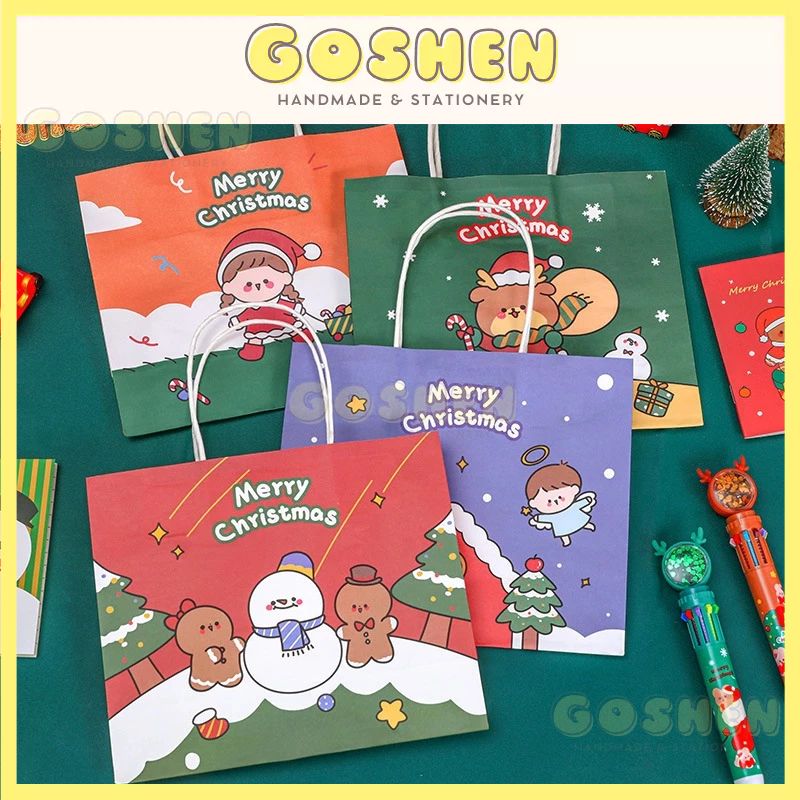  Túi Giấy Ngang Đựng Quà Họa Tiết Noel Giáng Sinh 
