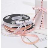  [1cm x Dài 40mét] Cuộn Ruy Băng Lụa Cối Hoạ Tiết Trái Tim Ánh Vàng Loại Dày Đẹp Giá Rẻ 