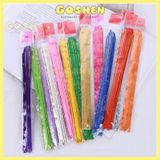  Nơ Rút Tú Cầu Voan Sọc Viền Vàng, 2 Size To - Nhỏ, Trang Trí Hộp Quà - Tiệc - Xe Hoa 