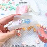  (Tự Design Tên) Kẹp Tóc Càng Cua Xà Cừ Hàn Quốc Kèm Charm Chữ Cái 