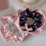  Buộc Tóc Scrunchies Nơ Đen Hồng Xinh Xắn Hàn Quốc 
