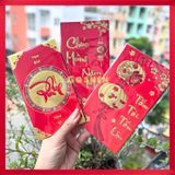  Set 6 Bao Lì Xì Tết 2025 Đỏ Vàng Ép Kim 3D Loại Đẹp 