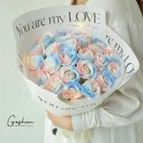  (45*30cm) Giấy Gói Hoa In Chữ Tiếng Anh Phông Trắng Không Thấm Nước - Giấy Gói Quà, Giấy Gói Hoa, Giấy Bó Hoa. 