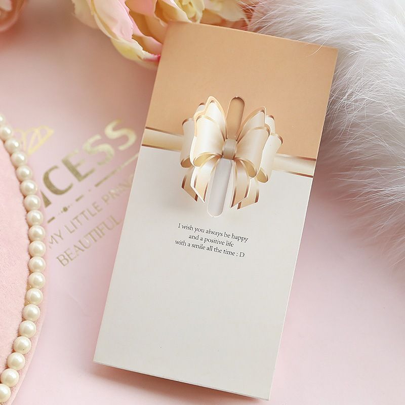  Thiệp Chúc Mừng Hình Nơ Màu Pastel Ngọt Ngào 16x8cm 