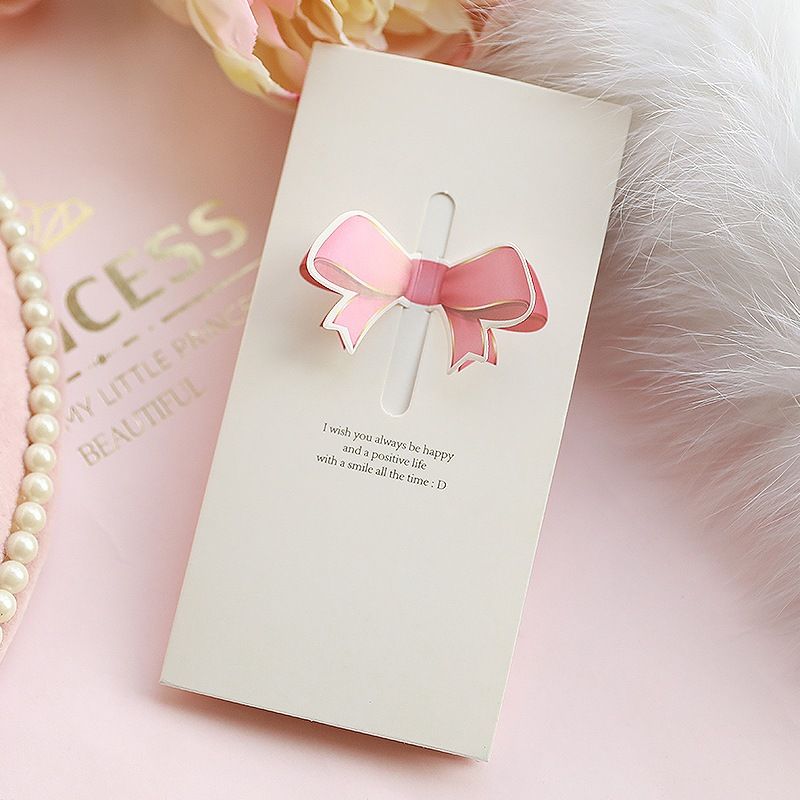  Thiệp Chúc Mừng Hình Nơ Màu Pastel Ngọt Ngào 16x8cm 
