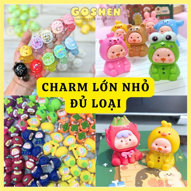  (Ảnh Thật) Charm Đủ Loại Moi Trái Cây, Charm Heo Con, Charm Rùa, Charm Trang Trí Decor Vui Nhộn 