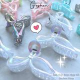  Kẹp 8cm-Hoa Sứ, Kẹp Tóc Càng Cua Hình Nơ Hologram Ngọt Ngào Phong Cách Hàn Quốc 