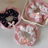  Buộc Tóc Scrunchies Nơ Đen Hồng Xinh Xắn Hàn Quốc 
