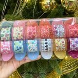  (Nhựa Xịn) Kẹp Tóc Càng Cua 3 Răng 6 Răng Honey, Mica Gấu Dâu, Có Charm 3D 