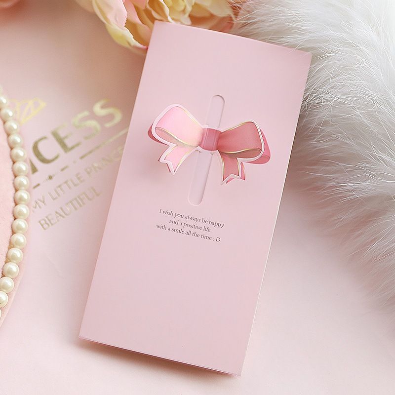  Thiệp Chúc Mừng Hình Nơ Màu Pastel Ngọt Ngào 16x8cm 