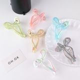  Kẹp 8cm-Hoa Sứ, Kẹp Tóc Càng Cua Hình Nơ Hologram Ngọt Ngào Phong Cách Hàn Quốc 