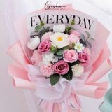  (45*30cm) Giấy Gói Hoa In Chữ Tiếng Anh Phông Trắng Không Thấm Nước - Giấy Gói Quà, Giấy Gói Hoa, Giấy Bó Hoa. 