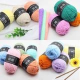  (Cuộn 50gr) Len Milk Cotton Mác Đen Sợi 2mm Mềm Mịn làm Thú Bông, Móc Khoá, Hoa Len 