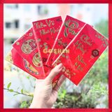  Set 6 Bao Lì Xì Tết 2025 Đỏ Vàng Ép Kim 3D Loại Đẹp 