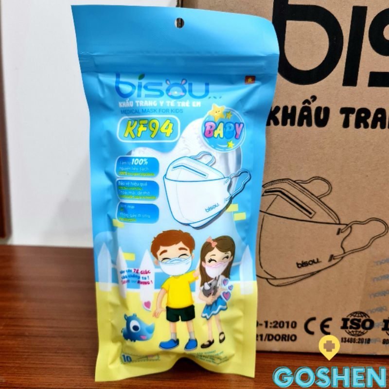  (1 Túi/10 Cái) Khẩu trang BISOU KF94 Trẻ Em Từ 4 đến 12 tuổi 