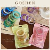  Set 6 Dây Cột Tóc Nhựa Lò Xo Màu Thạch Ngọt Ngào, Dễ Thương 