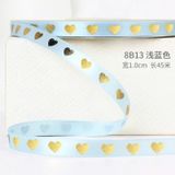  [1cm x Dài 40mét] Cuộn Ruy Băng Lụa Cối Hoạ Tiết Trái Tim Ánh Vàng Loại Dày Đẹp Giá Rẻ 