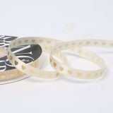  [1cm x Dài 40mét] Cuộn Ruy Băng Lụa Cối Hoạ Tiết Trái Tim Ánh Vàng Loại Dày Đẹp Giá Rẻ 