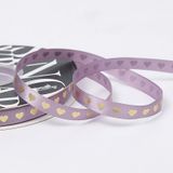  [1cm x Dài 40mét] Cuộn Ruy Băng Lụa Cối Hoạ Tiết Trái Tim Ánh Vàng Loại Dày Đẹp Giá Rẻ 