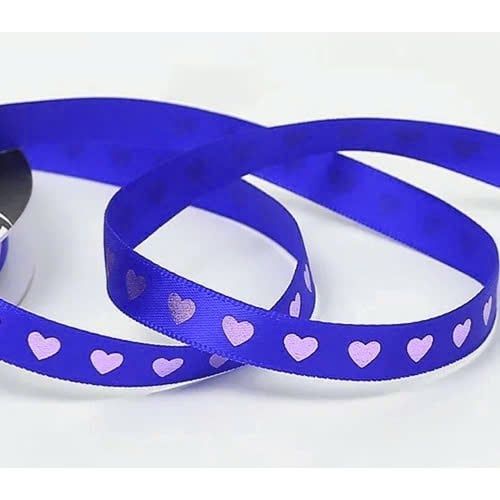  [1cm x Dài 40mét] Cuộn Ruy Băng Lụa Cối Hoạ Tiết Trái Tim Ánh Vàng Loại Dày Đẹp Giá Rẻ 
