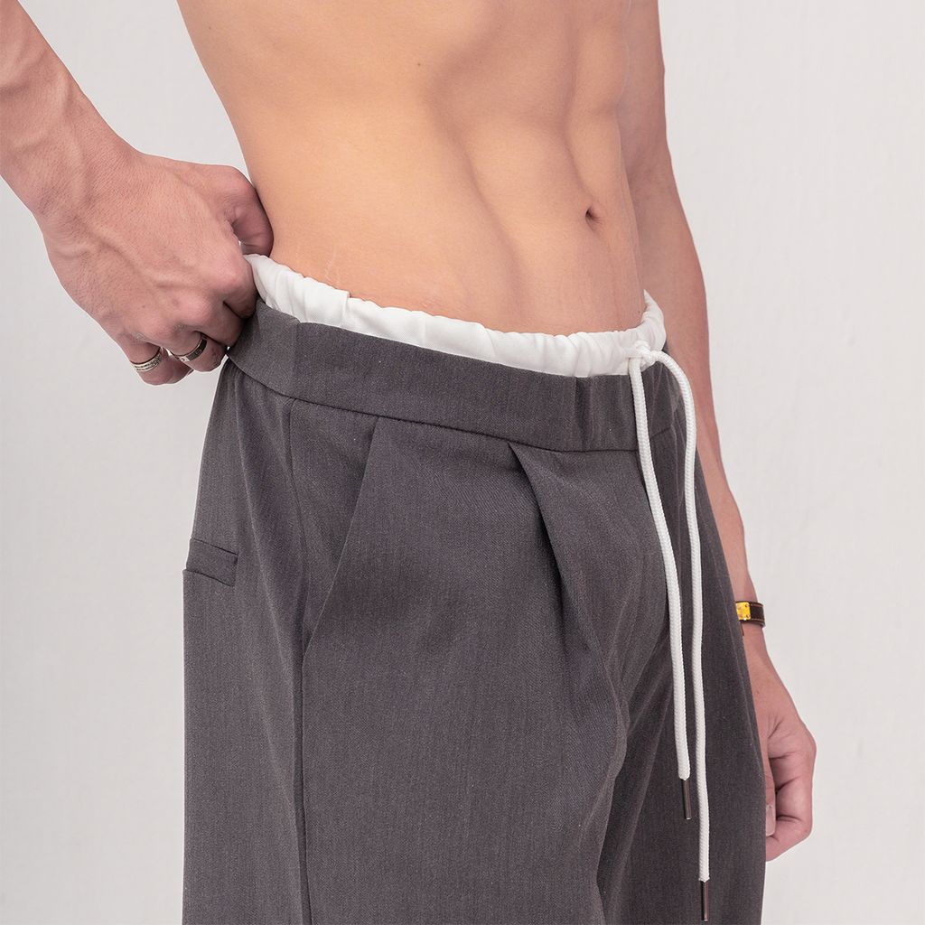  Quần Vải Tây Ống Rộng Unisex - Xám 