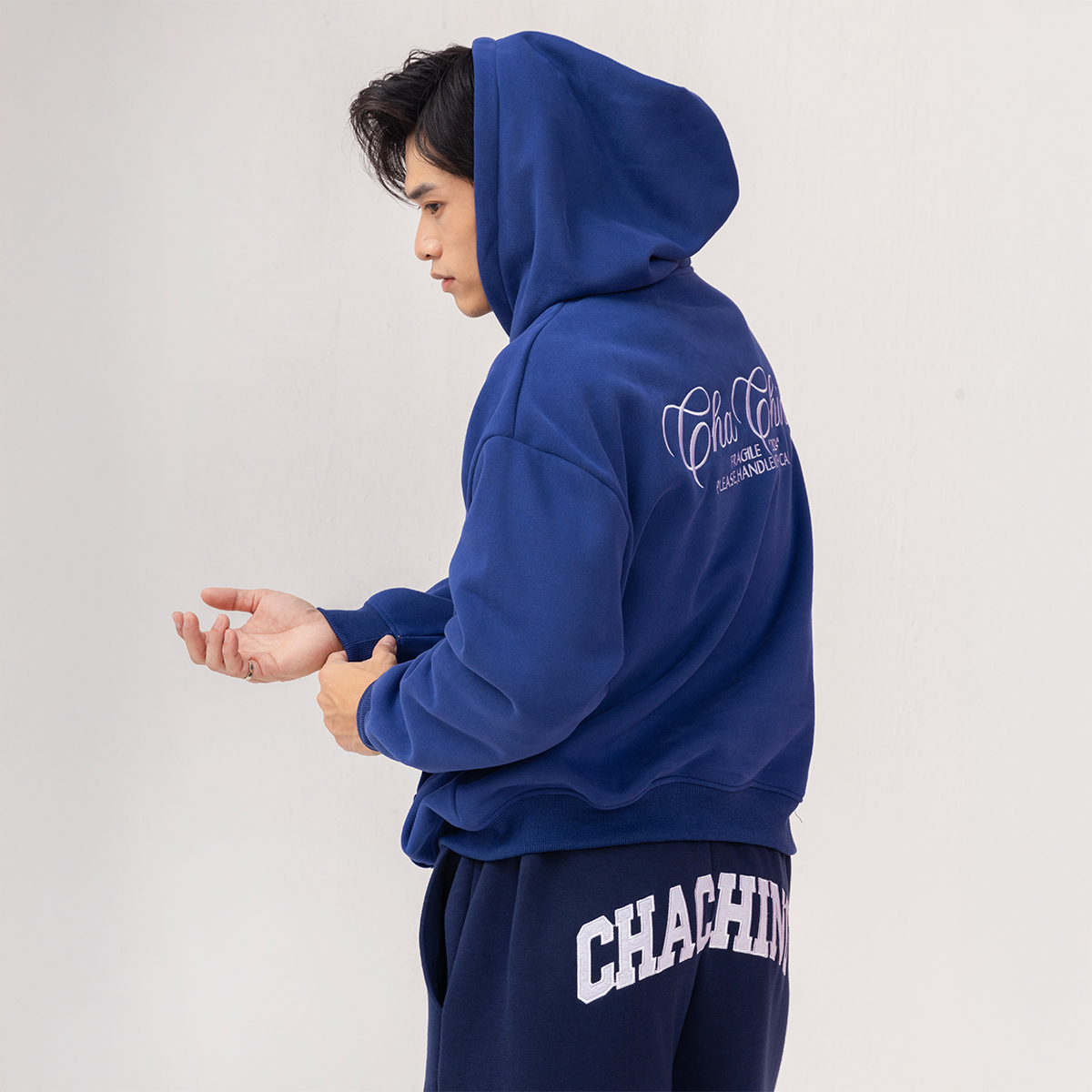  Áo Hoodie Unisex Form Oversize - Xanh than 