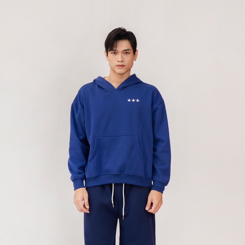  Áo Hoodie Unisex Form Oversize - Xanh than 