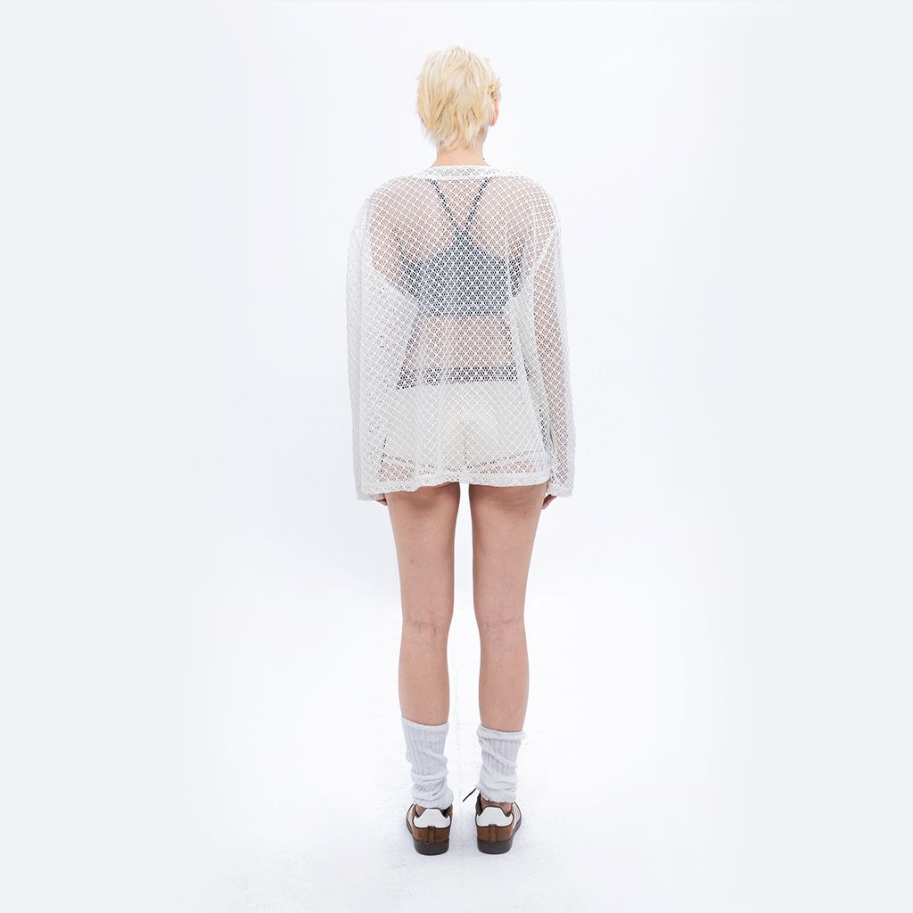 CHACHING MESH CARDIGAN – CREAM WHITE