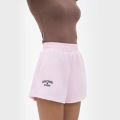 QUẦN SHORT NỈ THÊU LOGO - HỒNG