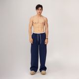  Quần Vải Nỉ Suông Thêu Logo Unisex - Xanh dương 