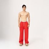  Quần Vải Nỉ Suông Thêu Logo Unisex - Đỏ 