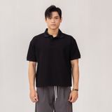  Áo Polo Form Boxy Logo Thêu Unisex - Đen 