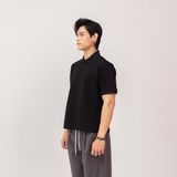  Áo Polo Form Boxy Logo Thêu Unisex - Đen 